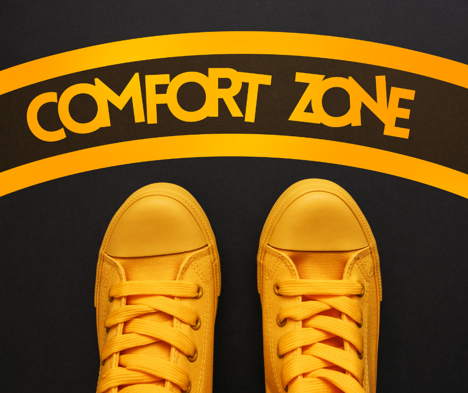 Comfort Zone above yellow shoes